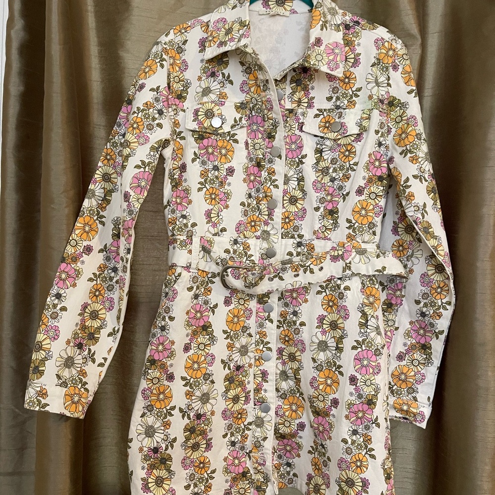 BaeVely denim material flowery dress